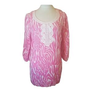 ‎LILLY PULITZER Hot Pink/White Tunic - Size Small